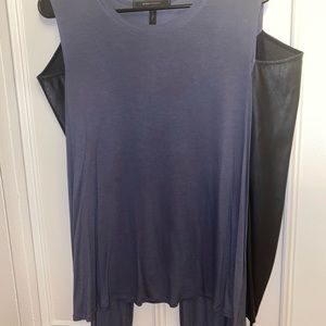 BCBG Max Azria long sleeve shirt with leather sleeves
